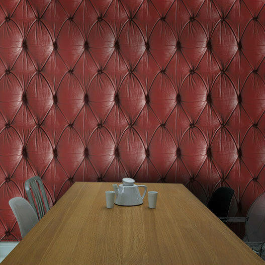 Mineheart Chesterfield Tapete Rot Leder-Optik Vinyl