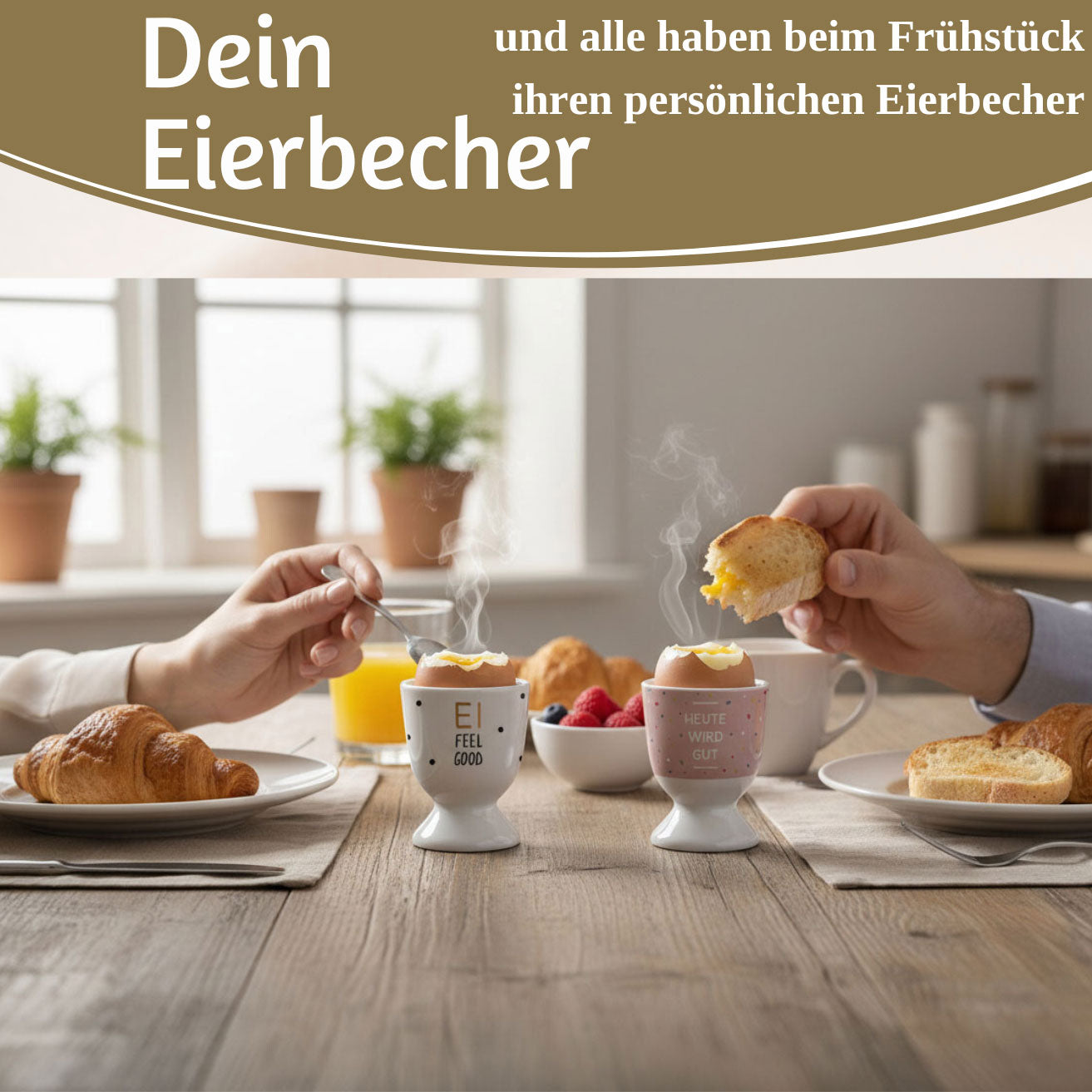 LS-LebenStil Küche & Haushalt Eierbecher Porzellan Heute wird gut