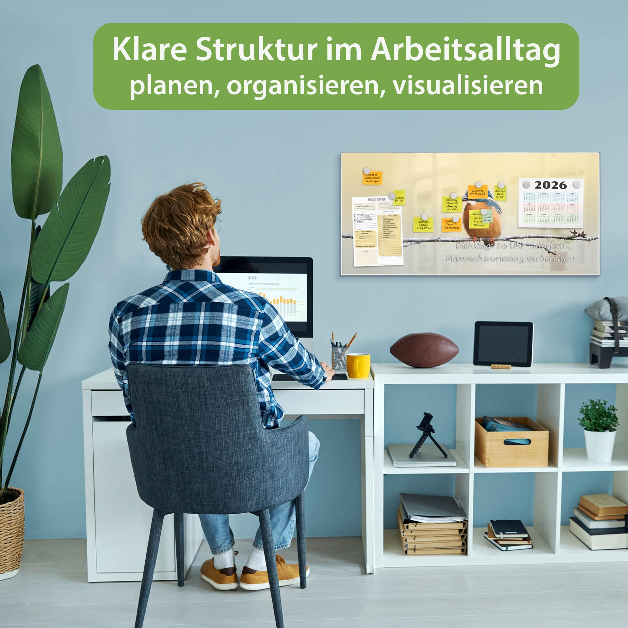 Banjado Magnettafel Pause Pinnwand 78x37cm weiß beschreibbar