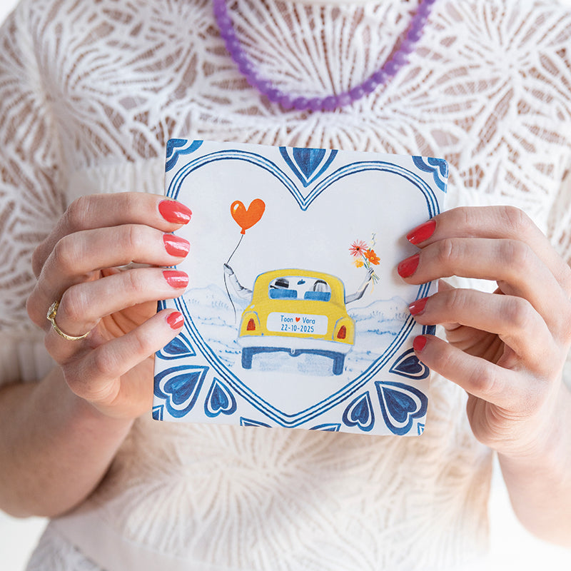 Storytiles Delft Blue Just married off we go Wandfliese S 10x10 cm