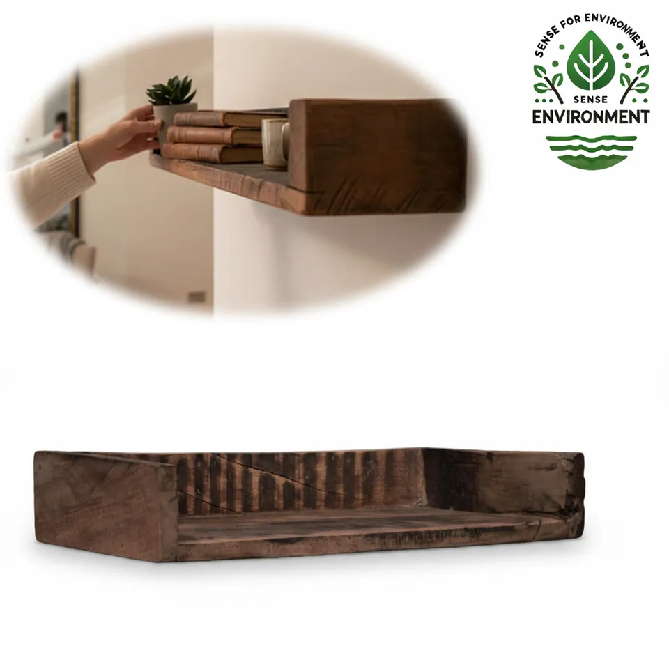IB Laursen Wandregal Holz Ziegelform 45cm Braun Unika