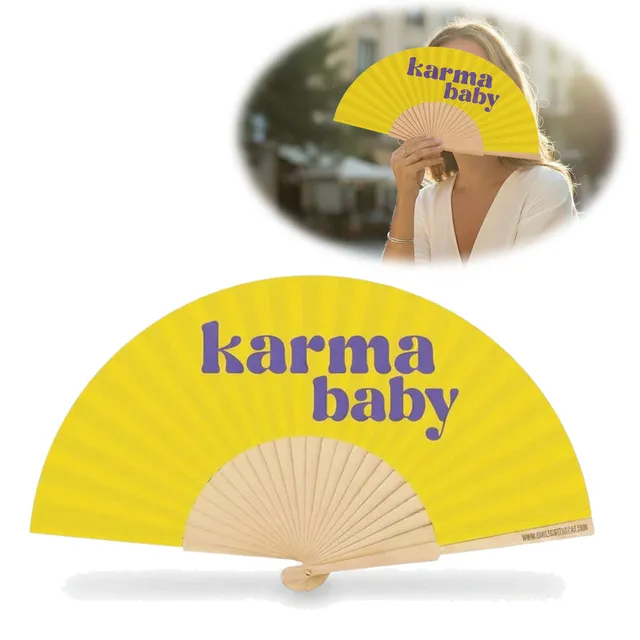 LS-LebenStil Shopper & Taschen Handfächer Karma Baby Fächer Gelb faltbar