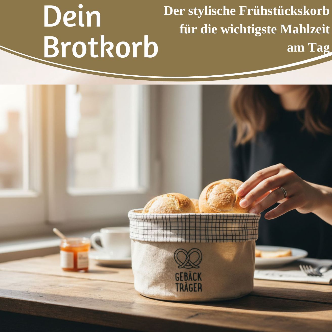 LS-LebenStil Küche & Haushalt Brotkorb Stoff Creme 20x16cm Baumwolle