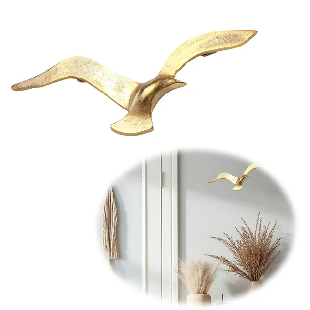 LS-LebenStil Möbel & Wohnen Möwe Wand-Objekt Alu Gold 35cm