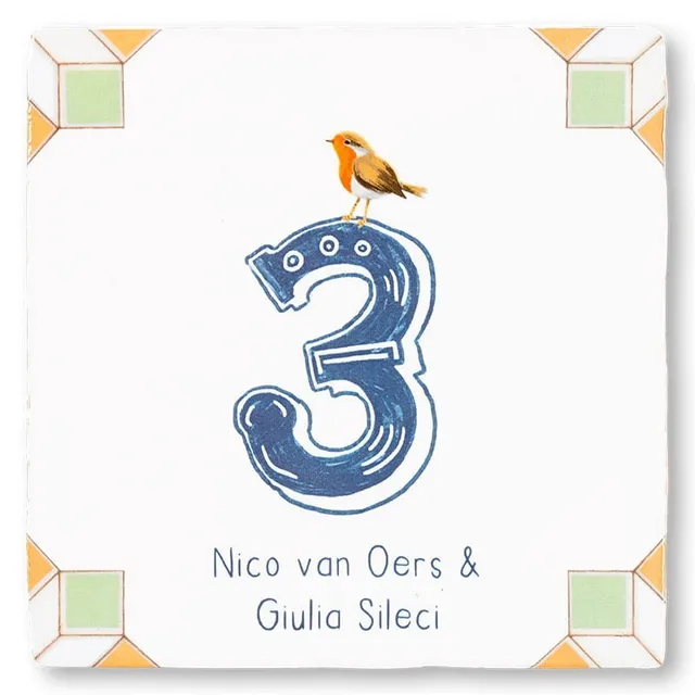 Storytiles Delft Blue 't Roodborstje telt Fliese 10x10 personalisierbar
