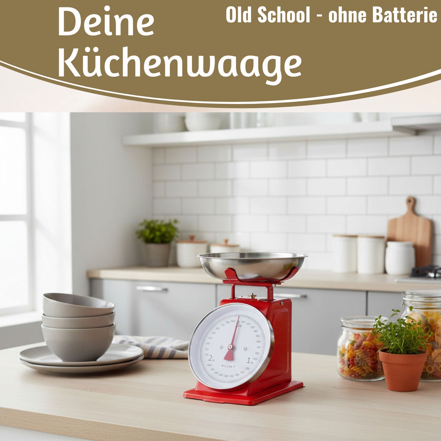 Vintage Küchenwaage Retro Rot Analog 3kg Edelstahlschale