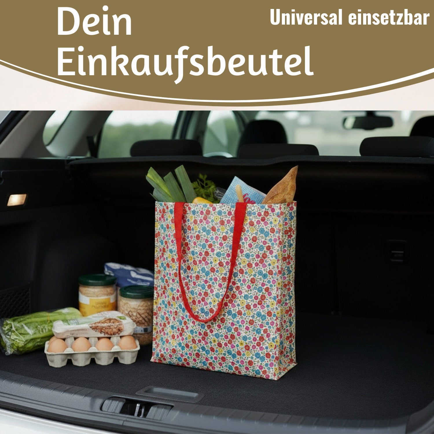 LS-LebenStil Tilde Blumen Shopper Einkaufstasche Bunt faltbar