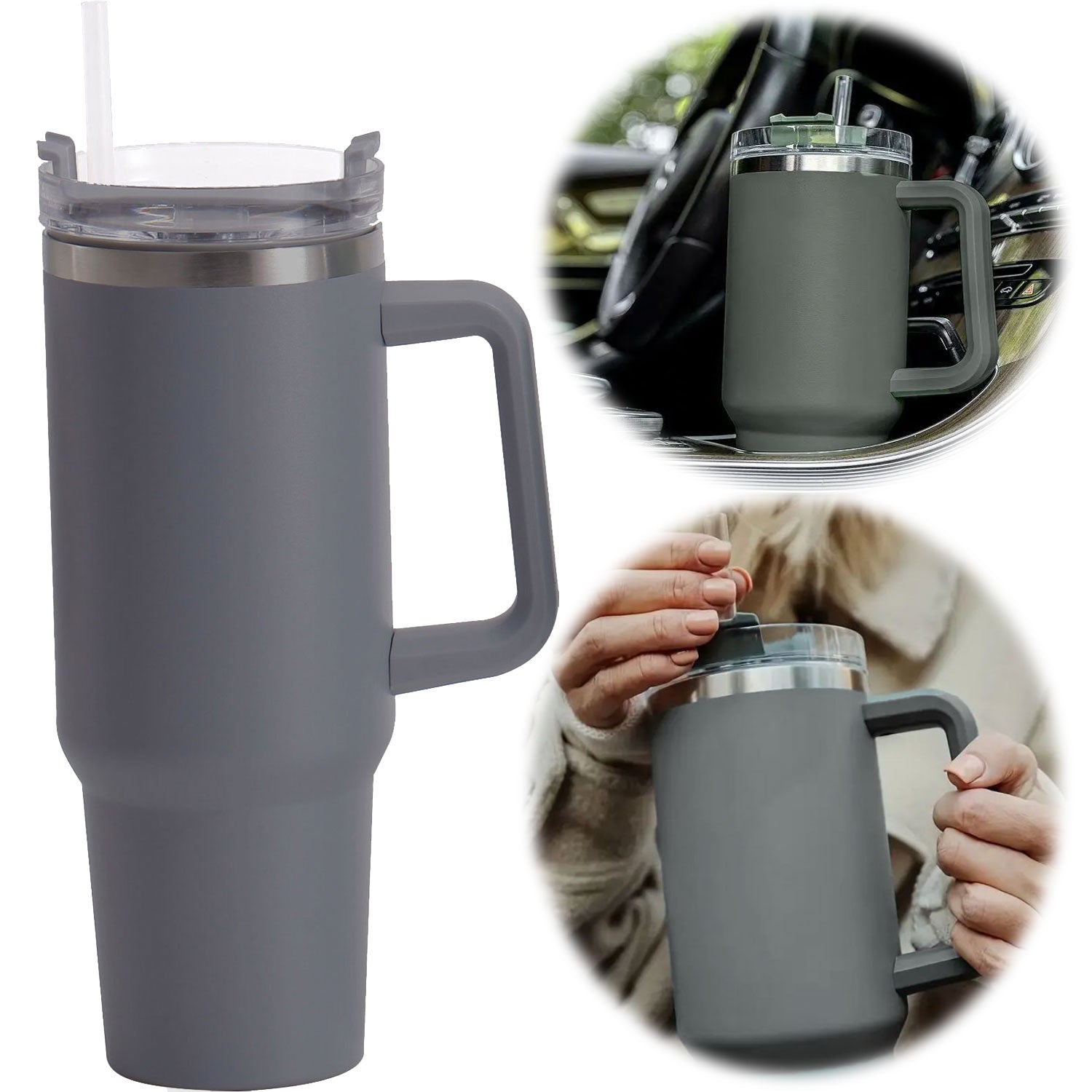 LS-LebenStil XL Trinkbecher Anthrazit 1200ml mit Griff