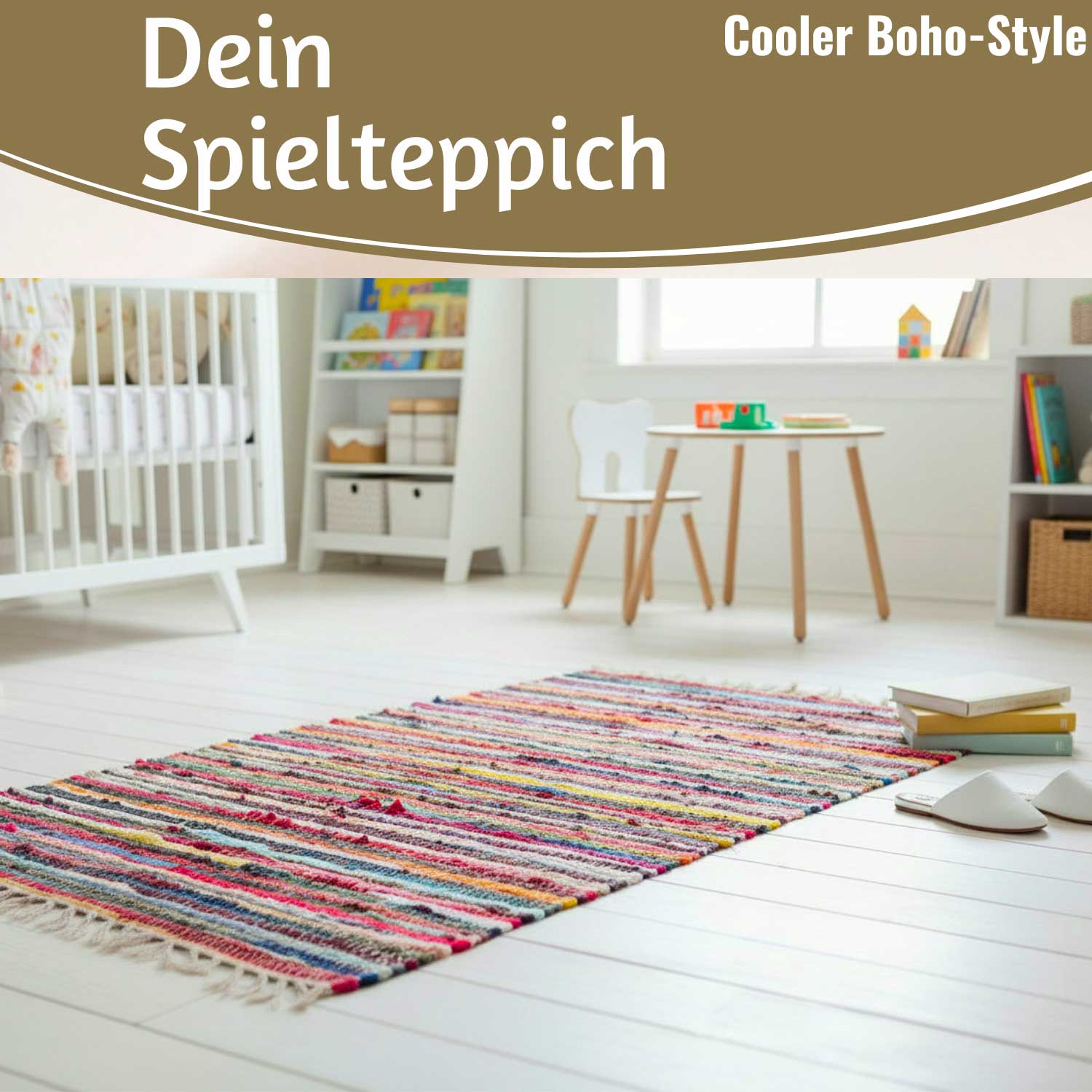 LS-LebenStil Dehli Fleckerlteppich 90x60cm Bunt Baumwolle Boho