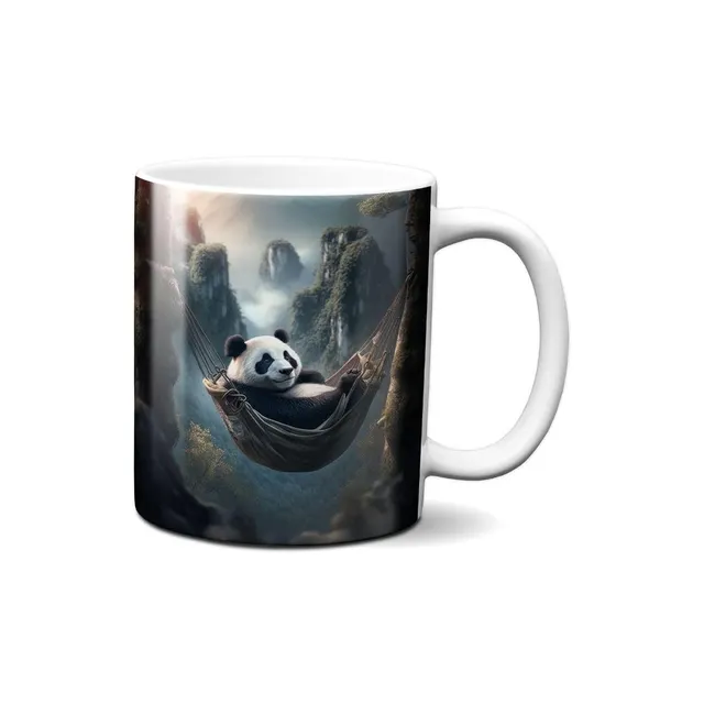 Hustling Sharks Gelassener Panda Tasse 330ml weiß
