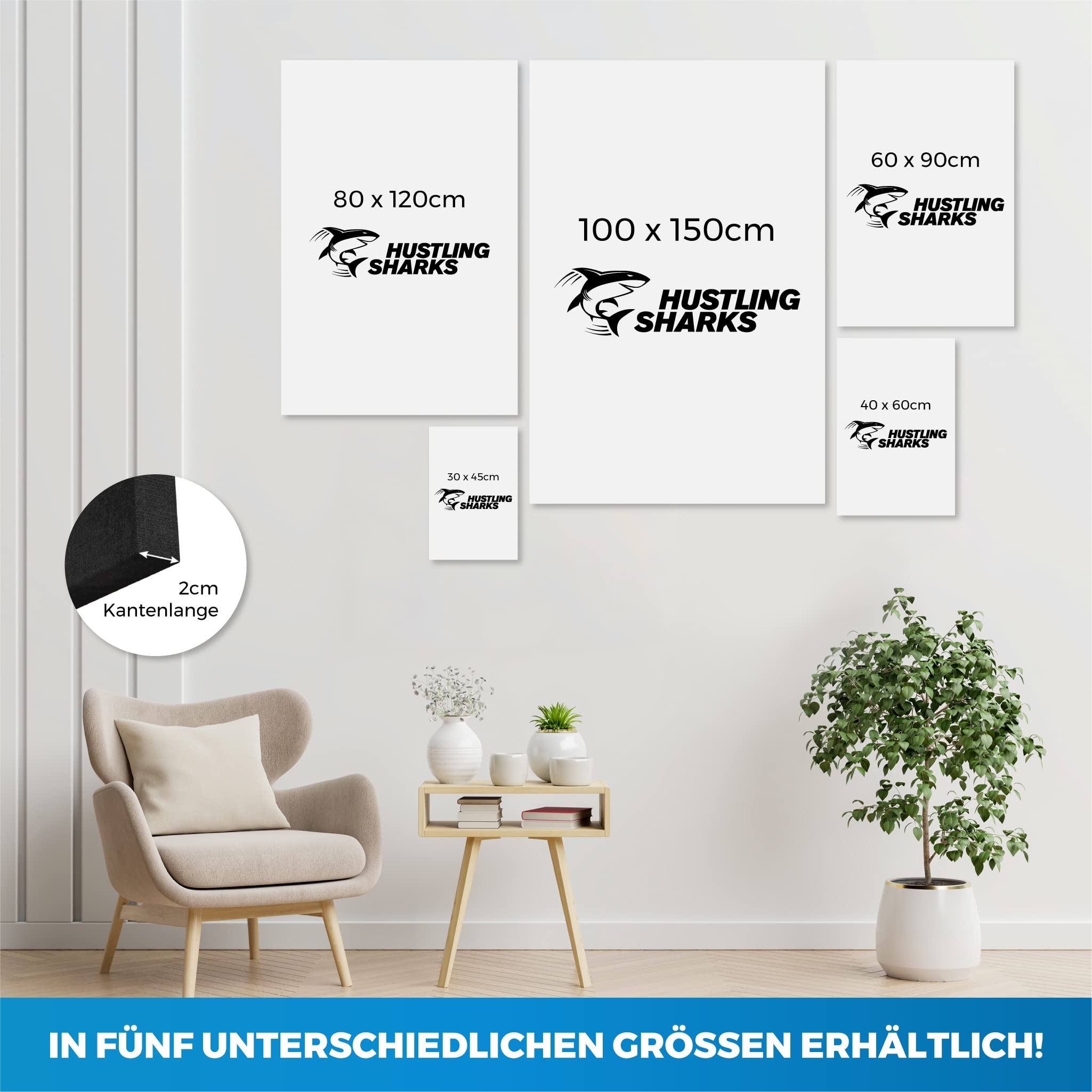 Hustling Sharks Wandbilder Pop Art Leinwand 60x90cm bunt