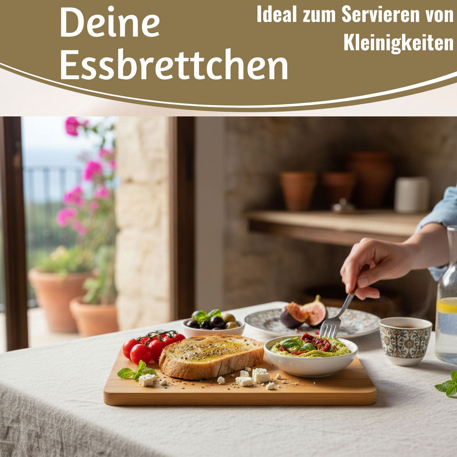 LS-LebenStil Frühstücksbrett Bambus 22x14cm 3er Set braun