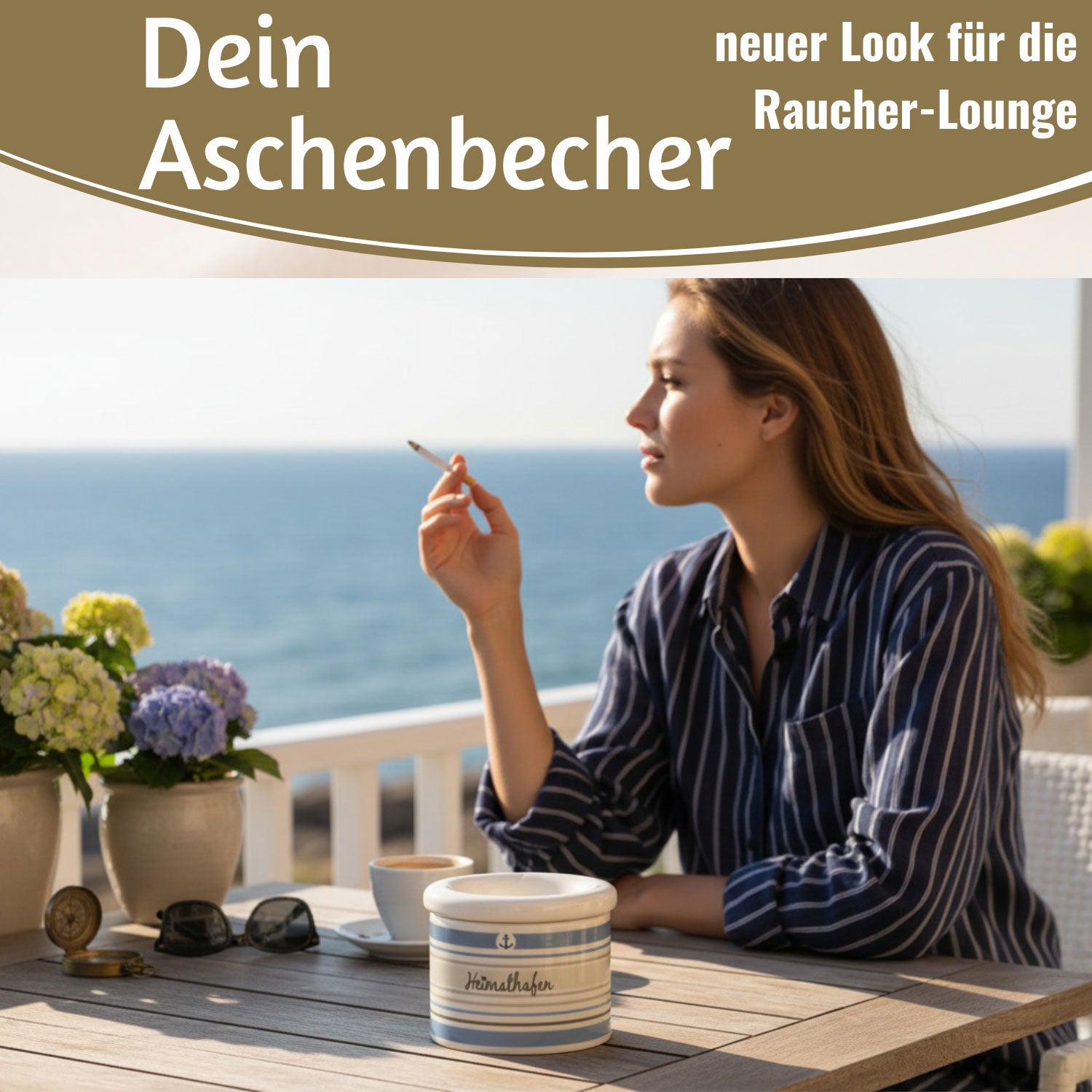 LS-LebenStil Heimathafen Sturmaschenbecher 10x7,5cm Weiß Blau