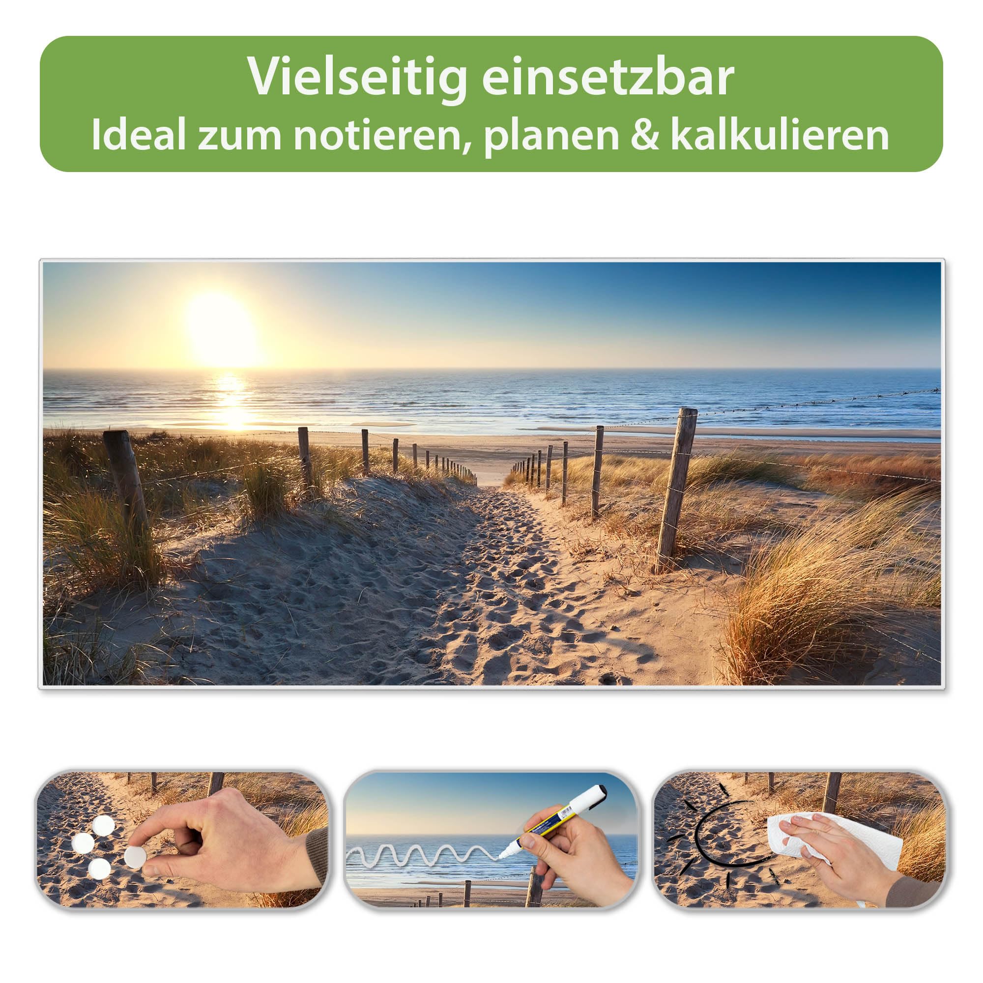 Banjado Magnettafel Nordseestrand Pinnwand 78x37 cm Weiß