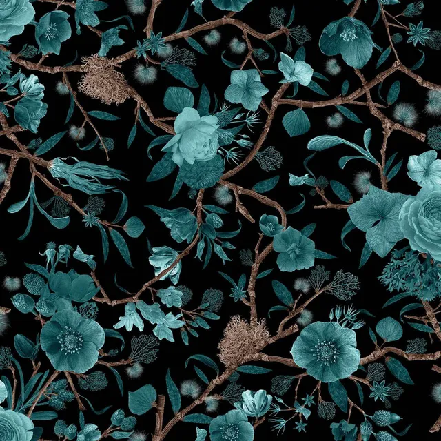 Mineheart Wallpaper Kilburn Heritage Tapete schwarz mintgrün