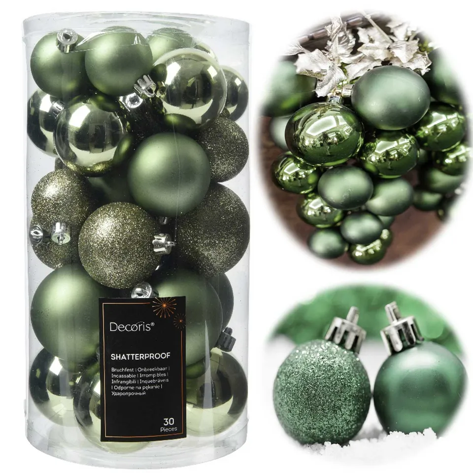 LS-LebenStil Möbel & Wohnen Weihnachtskugel 30er Rosmarin Grün bruchsicher