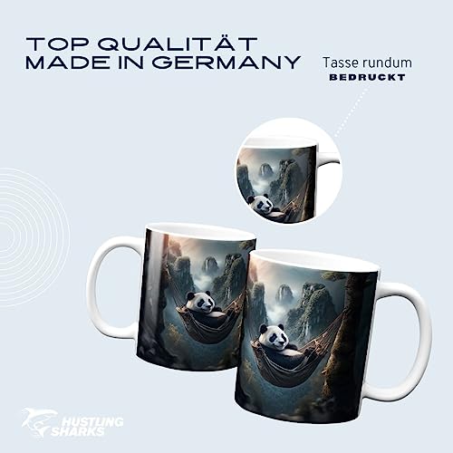 Hustling Sharks Gelassener Panda Tasse 330ml weiß