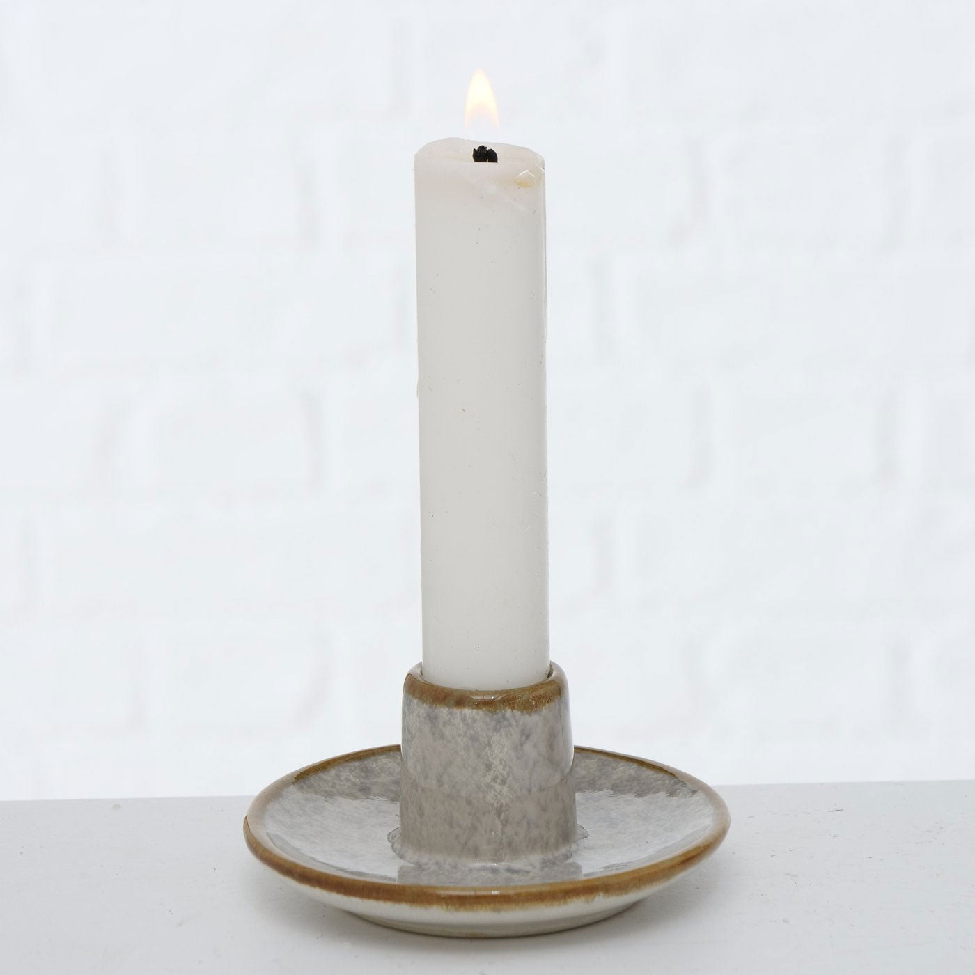 LS-LebenStil Kerzenständer Keramik 3er-Set braun-grau 9cm