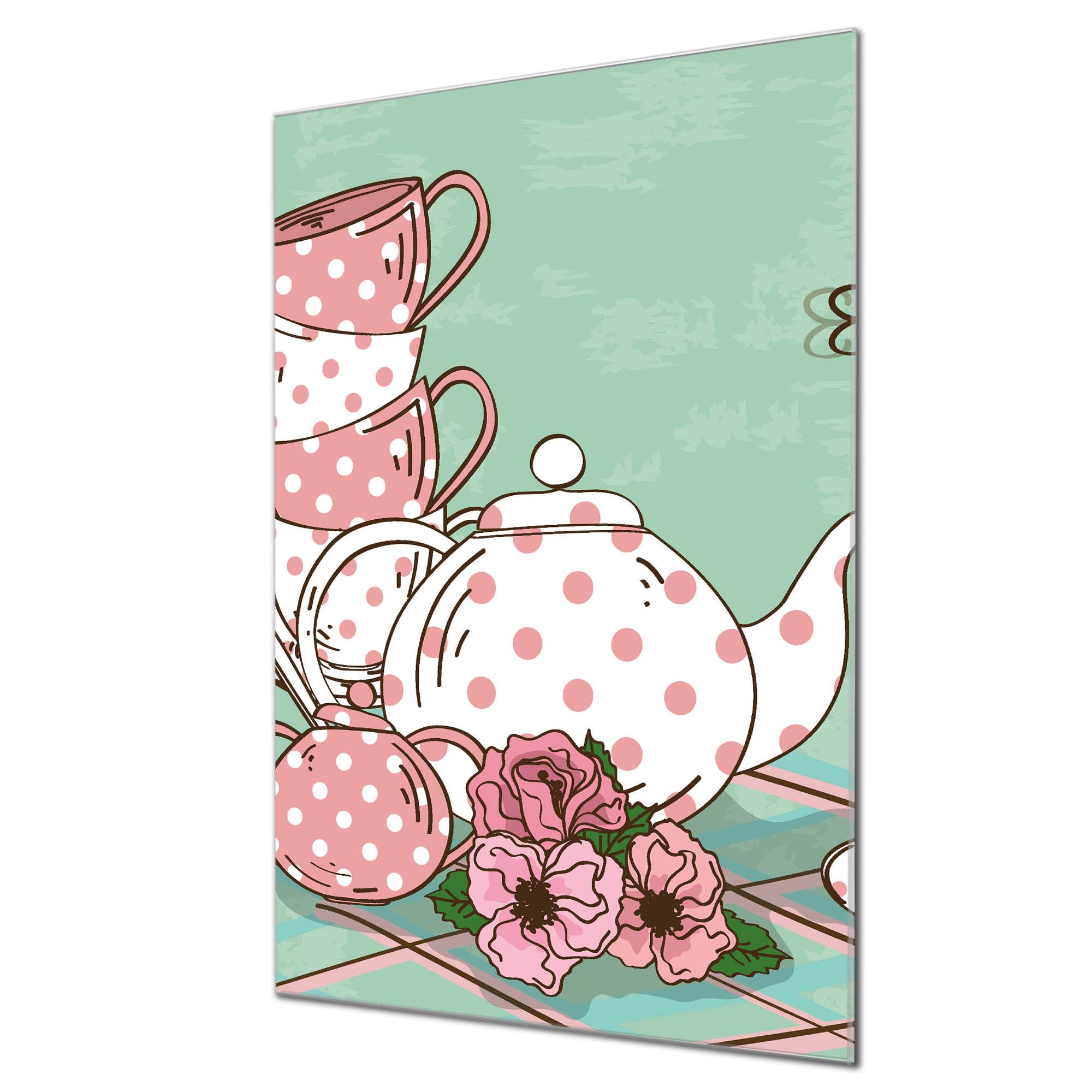 Banjado Magnettafel Blaue Tasse Glas 40x60 cm Küche