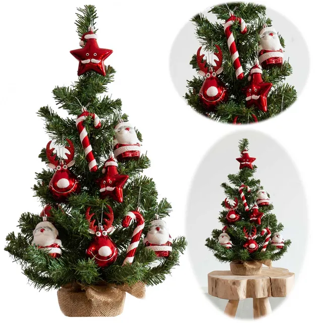 LS-LebenStil Deko Weihnachtsbaum 60 cm grün-rot geschmückt