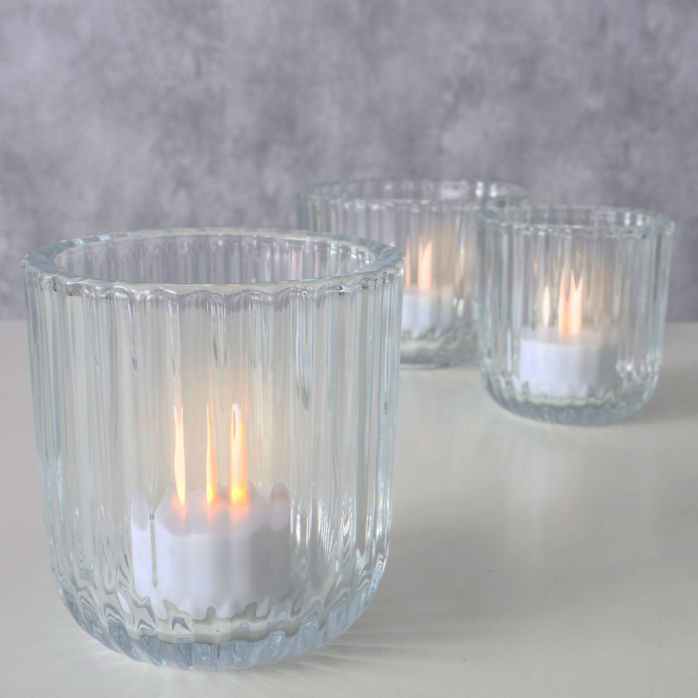LS-LebenStil Küche & Haushalt 3er Teelichthalter Glas Klar 9cm