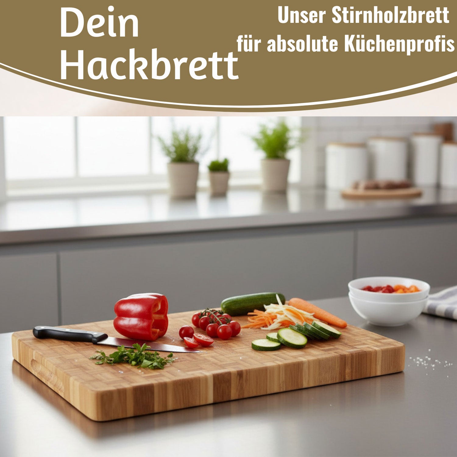 LS-LebenStil Profi Schneidebrett Stirnholz Bambus 36cm XL