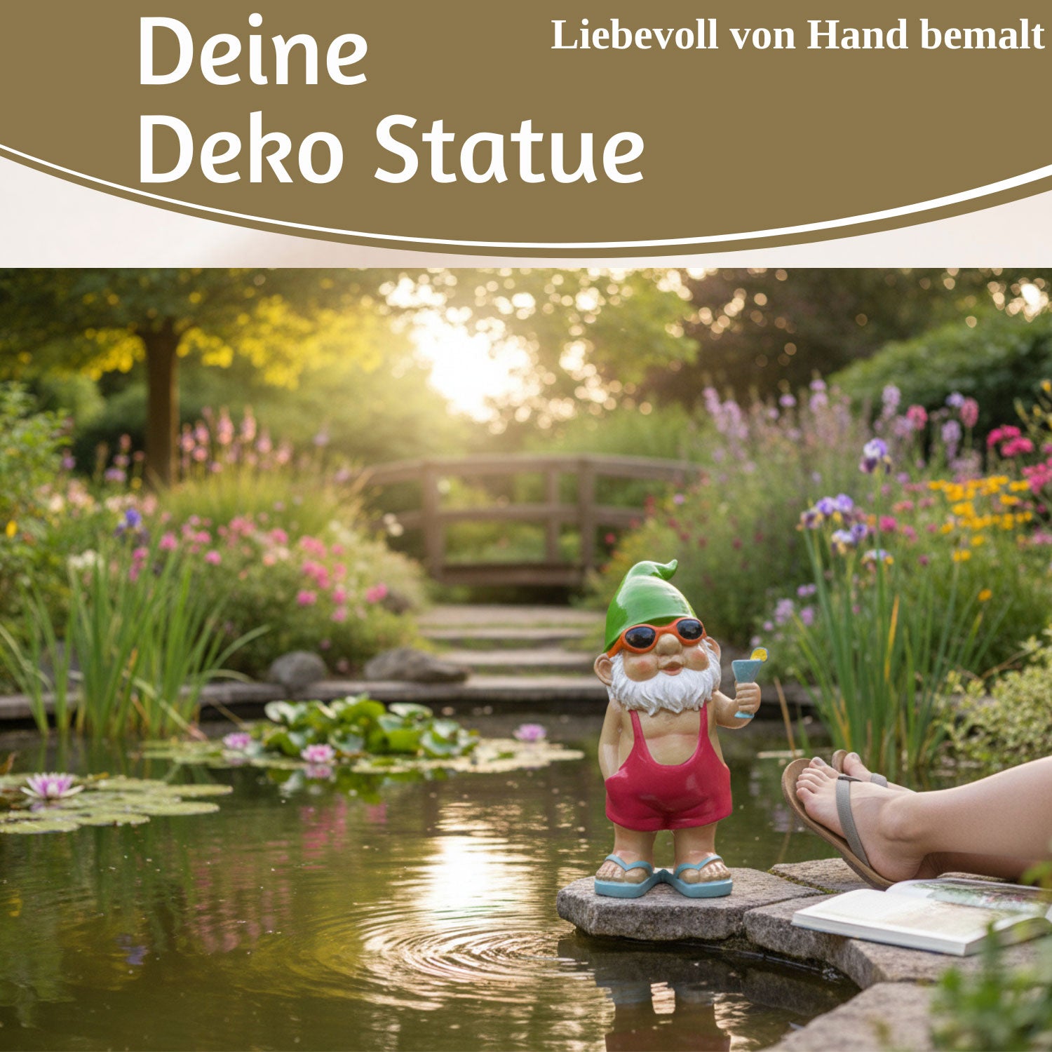 LS-LebenStil Gartenzwerg Cocktail 20 cm Polyresin handbemalt