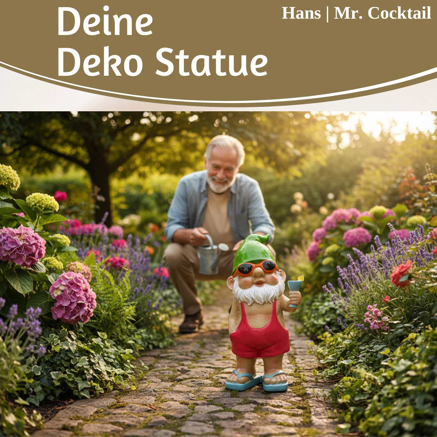 LS-LebenStil Gartenzwerg Cocktail 20 cm Polyresin handbemalt
