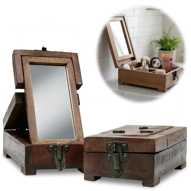 LS-LebenStil Barber Utensilienbox Teak 22cm Schmuckschatulle
