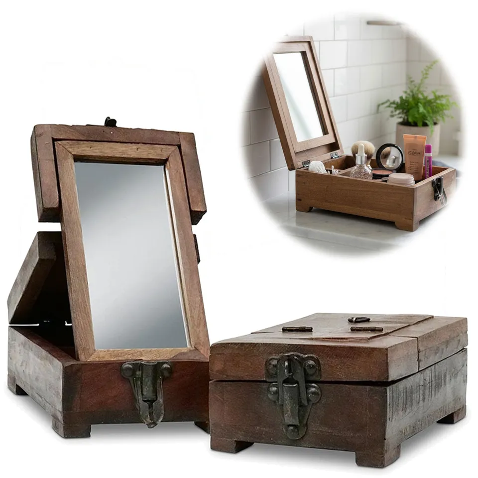 LS-LebenStil Barber Utensilienbox Teak 22cm Schmuckschatulle