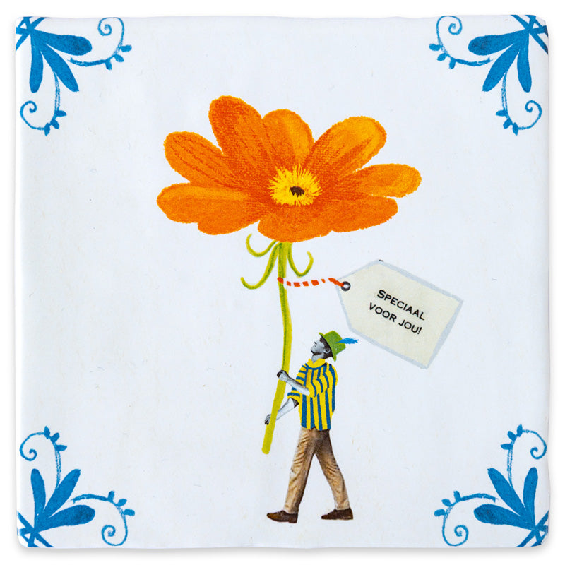 Storytiles Delft Blue Bloom Fliese 10x10 cm Blume Orange