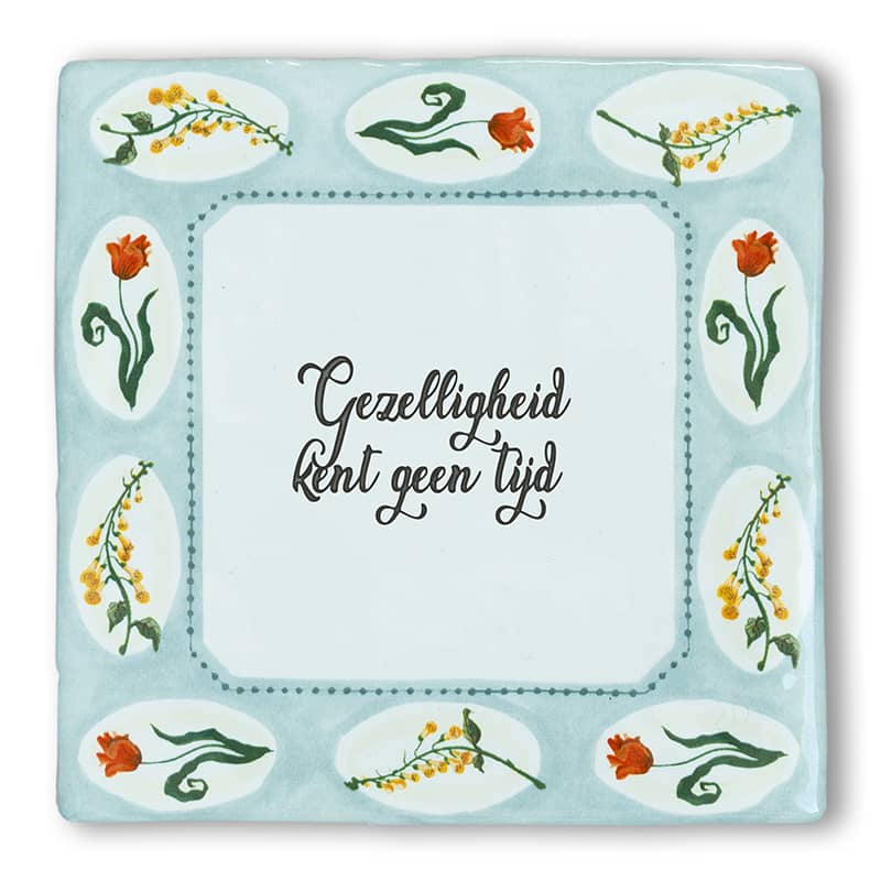 StoryTiles Delft Blue Garden Flowers Fliese 10x10 cm Text