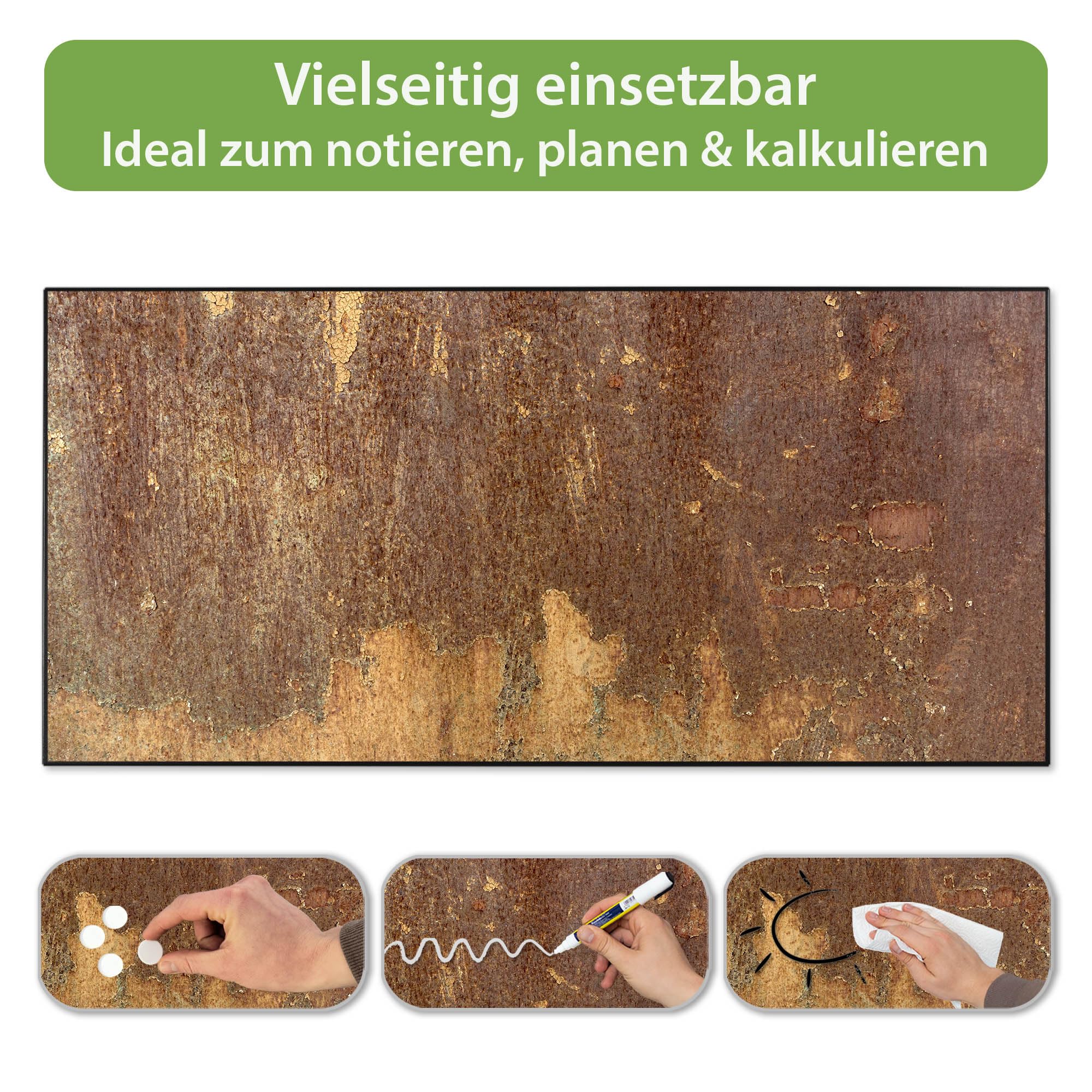 Banjado Magnettafel Rostige Patina Magnetwand 78x37cm schwarz