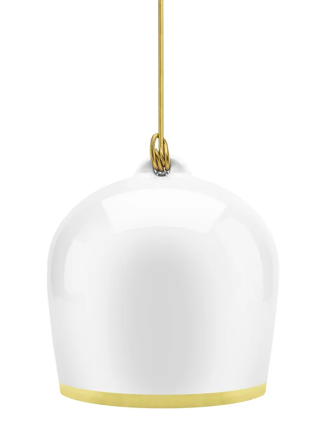 Mineheart La Bell Pendelleuchte weiß-gold Keramik 27 cm