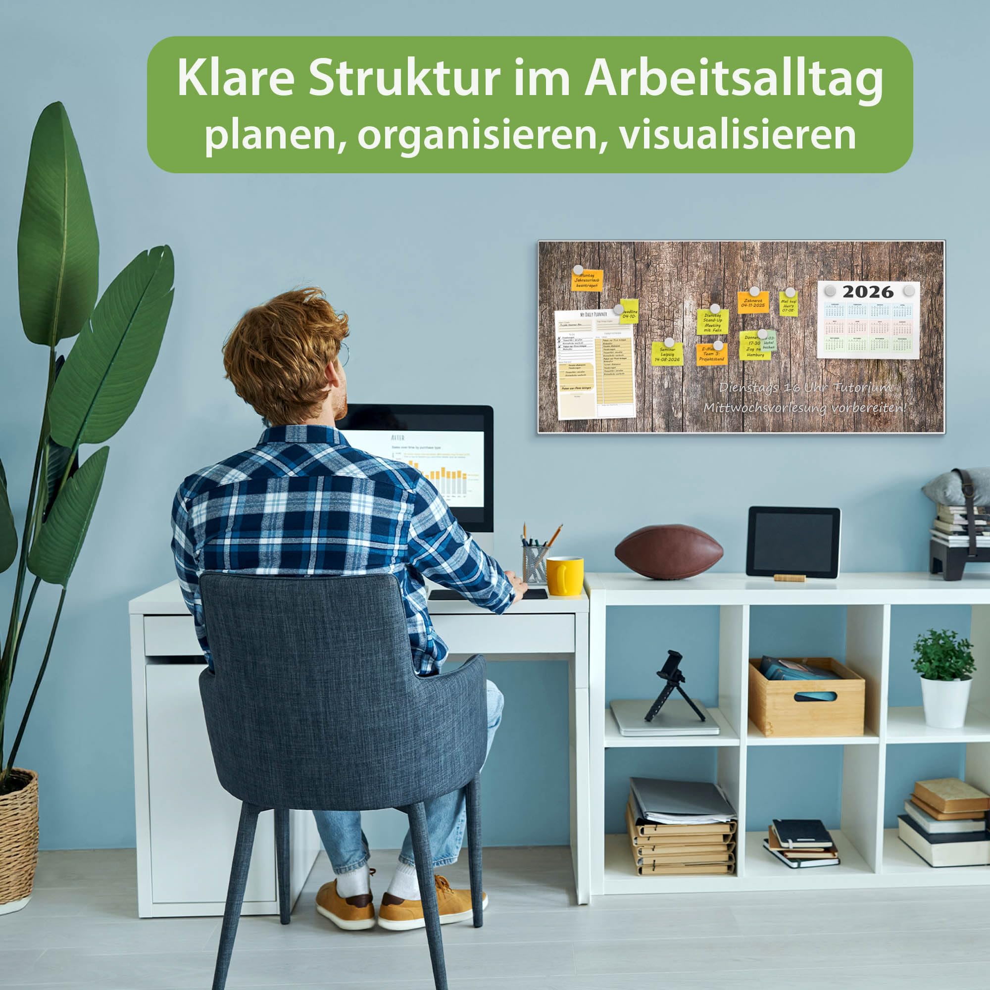 Banjado Magnettafel Altes Holz Magnetwand 78x37cm weiß beschreibbar