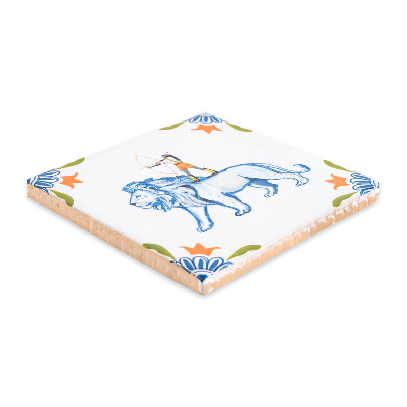 StoryTiles Delft Blue The warrior in me Fliese S 10x10 cm Löwe