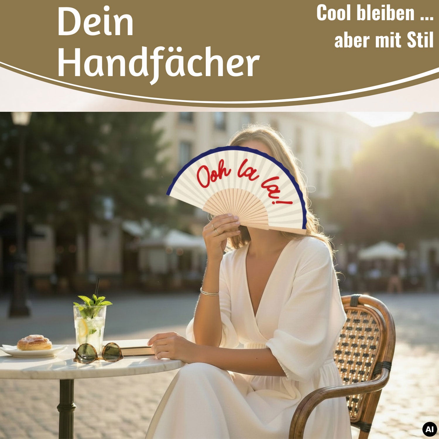 LS-LebenStil Ooh La La Handfächer weiß faltbar 42 cm