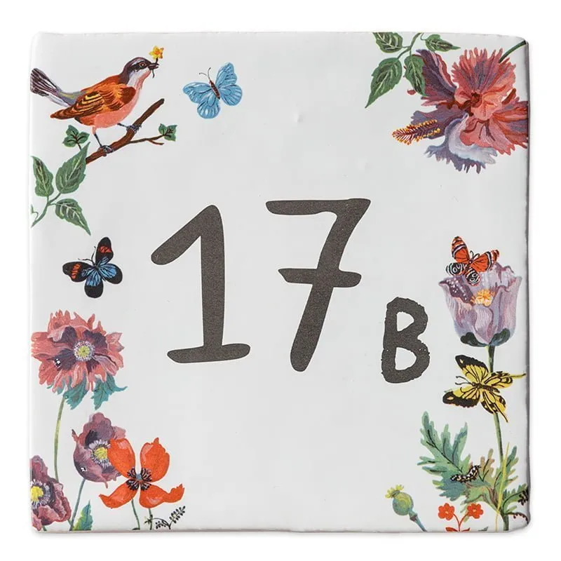 Storytiles Delft Blue Vlinders Hausnummer Wandfliese S 10x10 cm