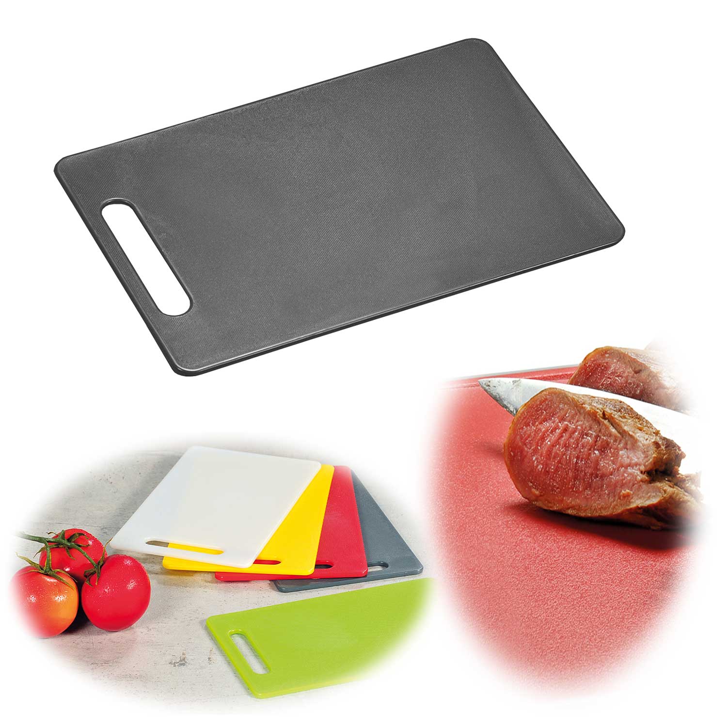 LS-LebenStil Essbrettchen 24cm Grau PE-Kunststoff Griff