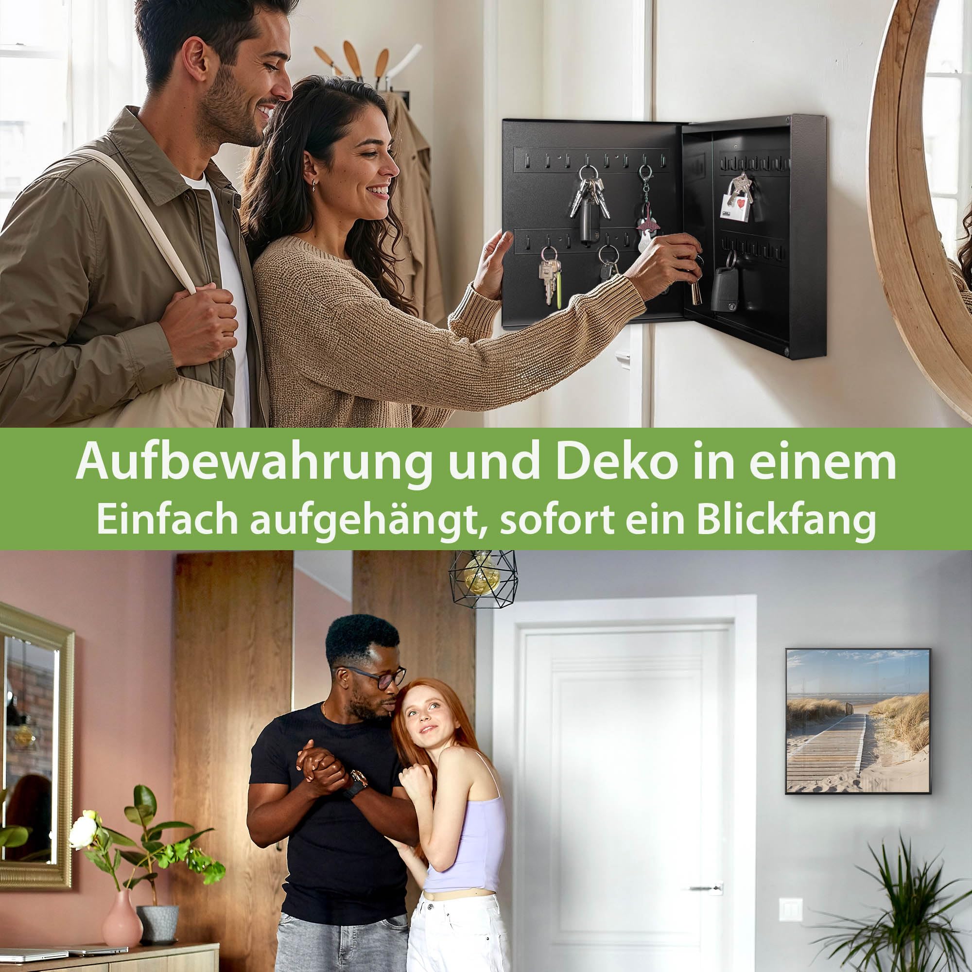 Banjado Schlüsselkasten Dünen Schlüsselbox schwarz 30x30