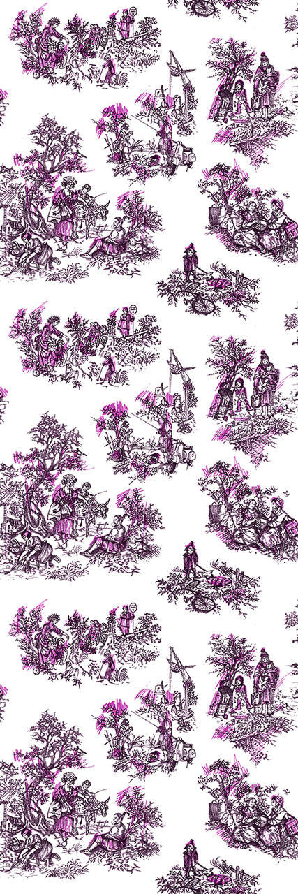 Mineheart Once Upon Our Time Tapete Weiß Rosa A3 Muster Toile