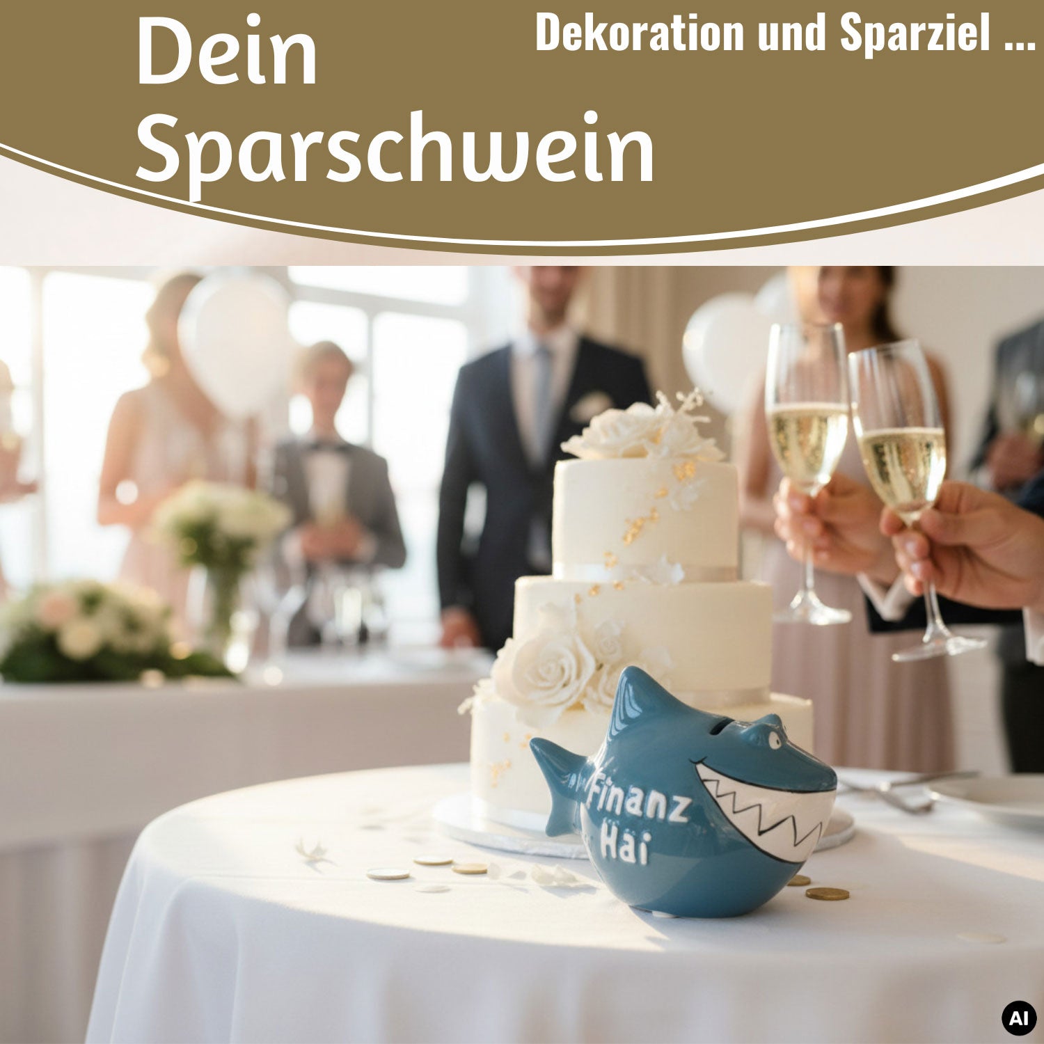 LS-LebenStil Finanz-Hai Sparschwein Keramik blau-weiß 13cm