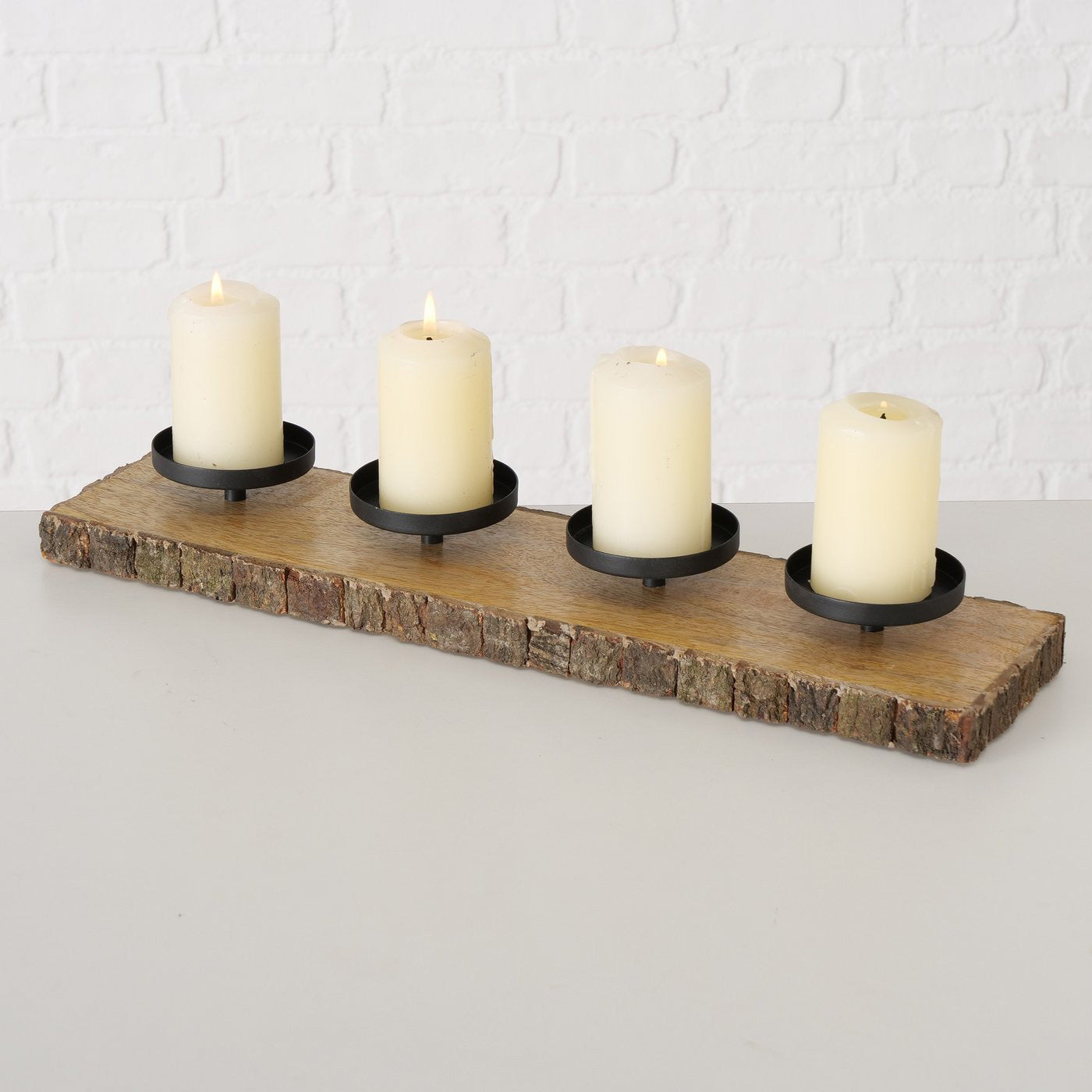 LS-LebenStil Kerzenschale Holz Braun 4-fach 46cm ohne Dorn
