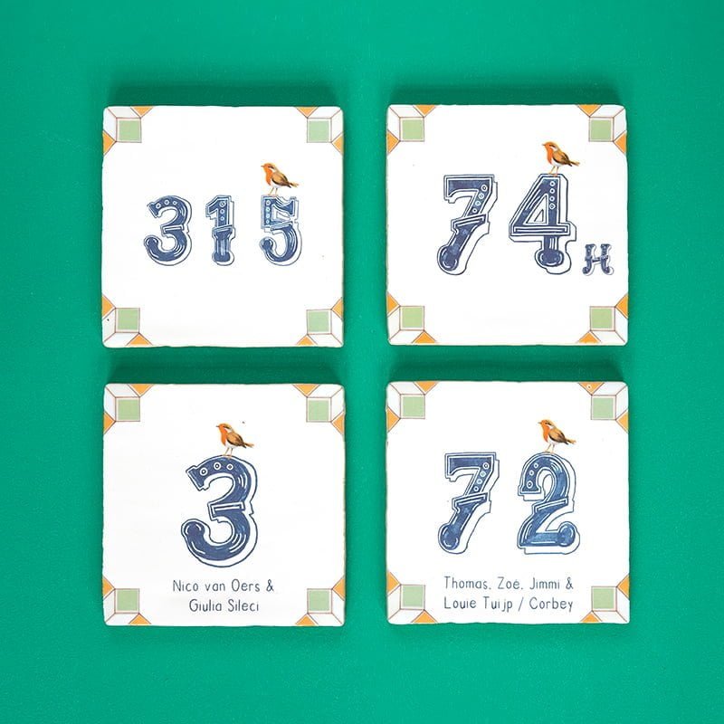 Storytiles Delft Blue 't Roodborstje telt Fliese 10x10 personalisierbar