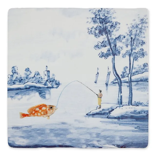 Storytiles Delft Blue Een grote vis vangen Wandfliese S