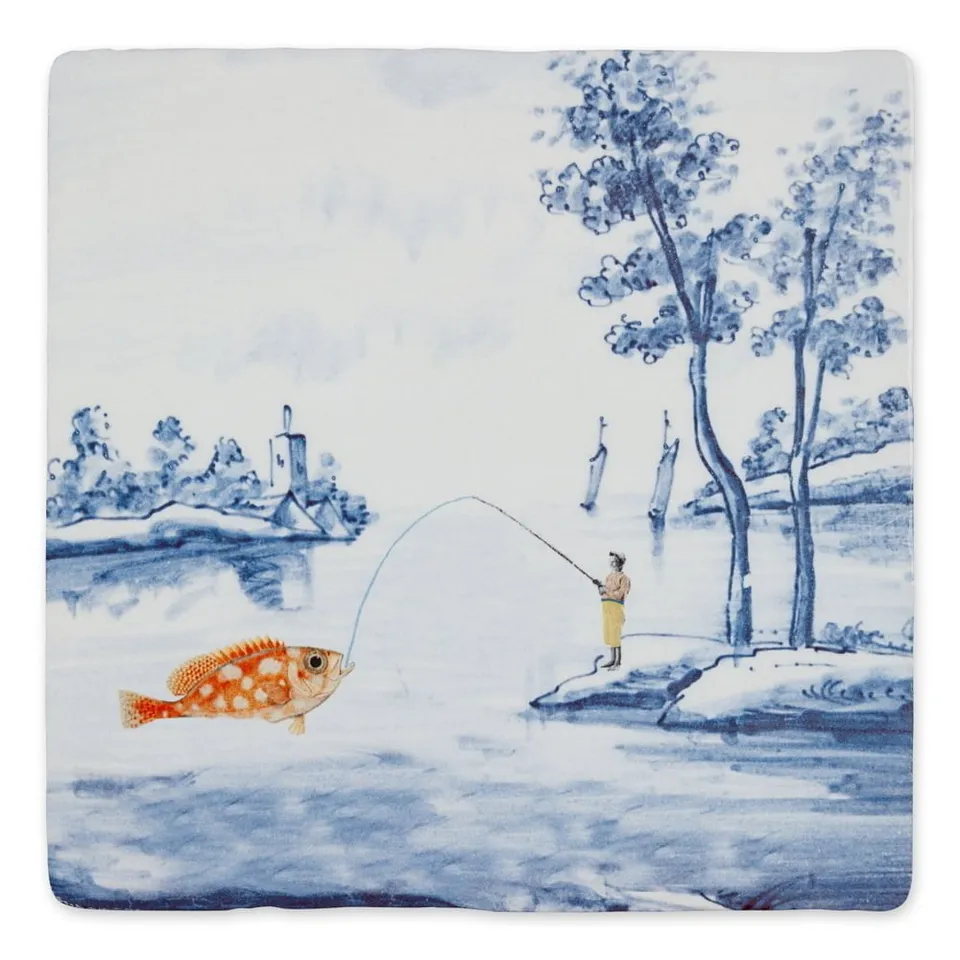 Storytiles Delft Blue Een grote vis vangen Wandfliese S