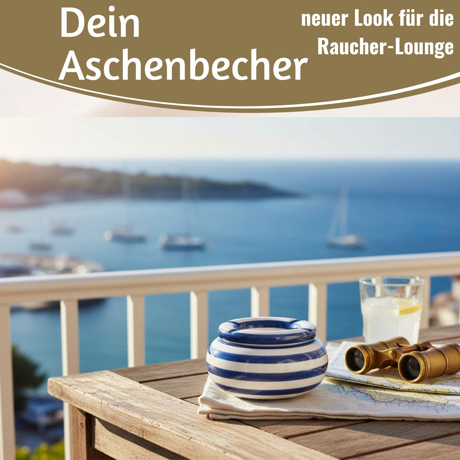 LS-LebenStil Küche & Haushalt Sturmaschenbecher XL blau-weiß