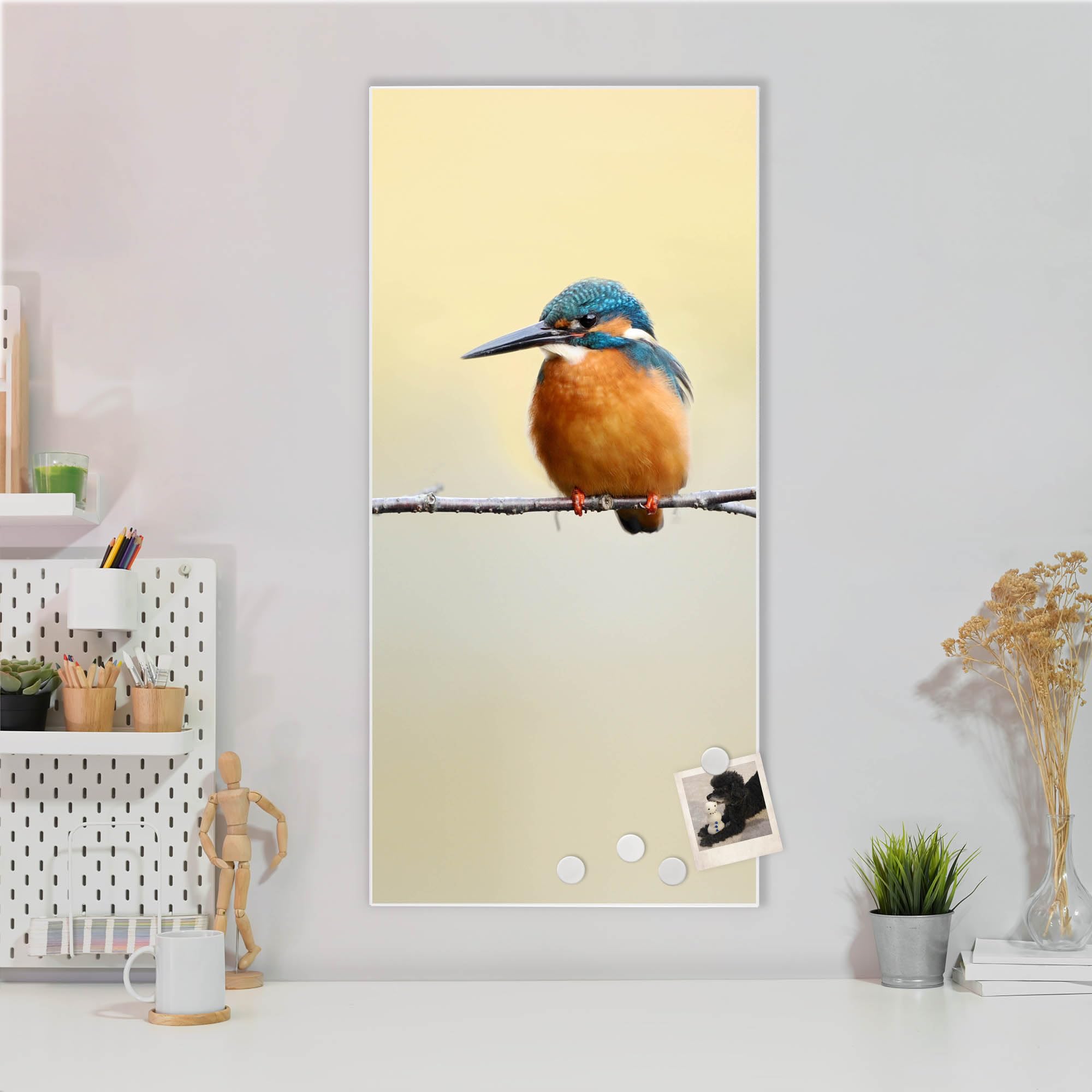 Banjado Magnettafel Pause 37x78 cm Magnetwand Metall weiß