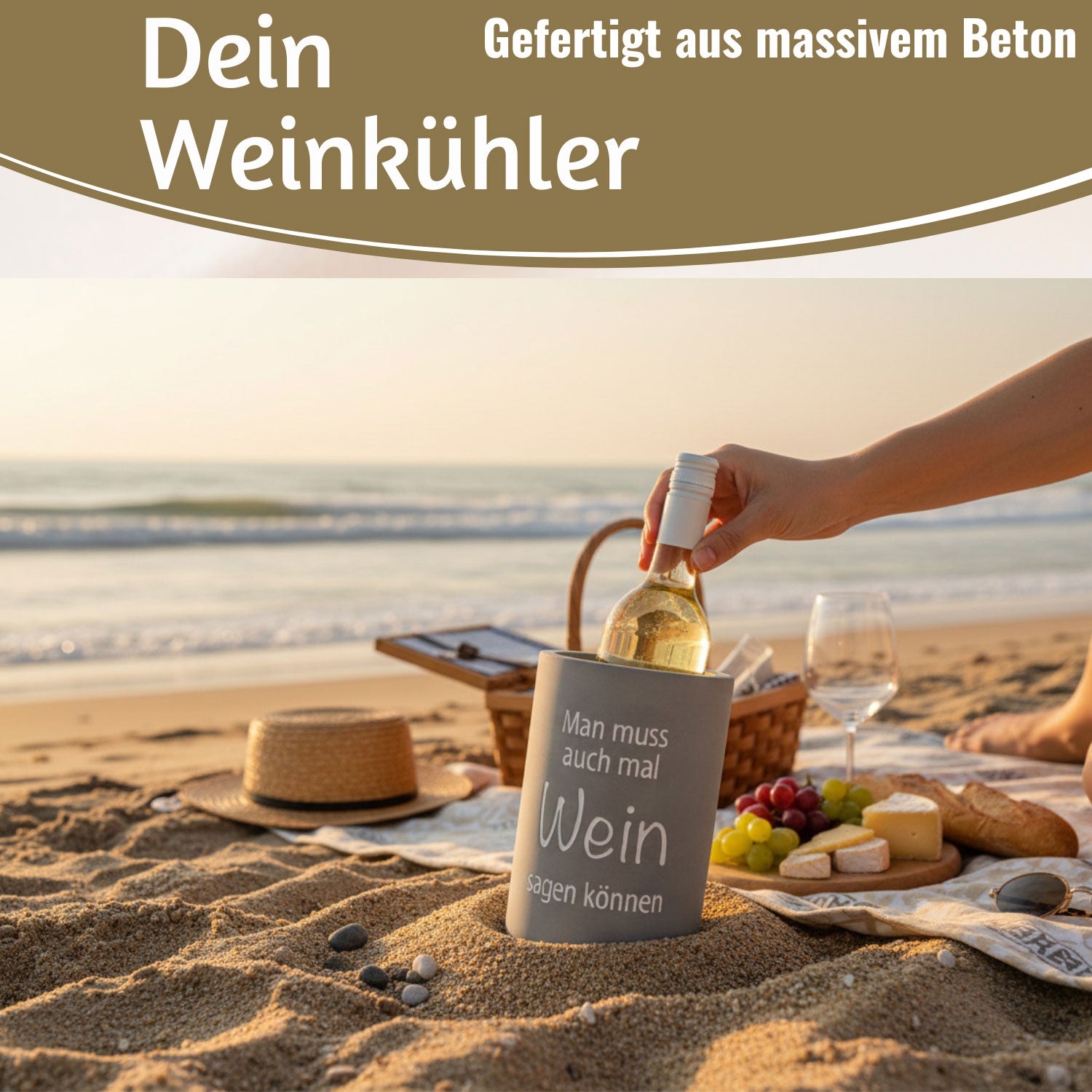 LS-LebenStil Wein Sagen Weinkühler Beton 21x13cm Grau