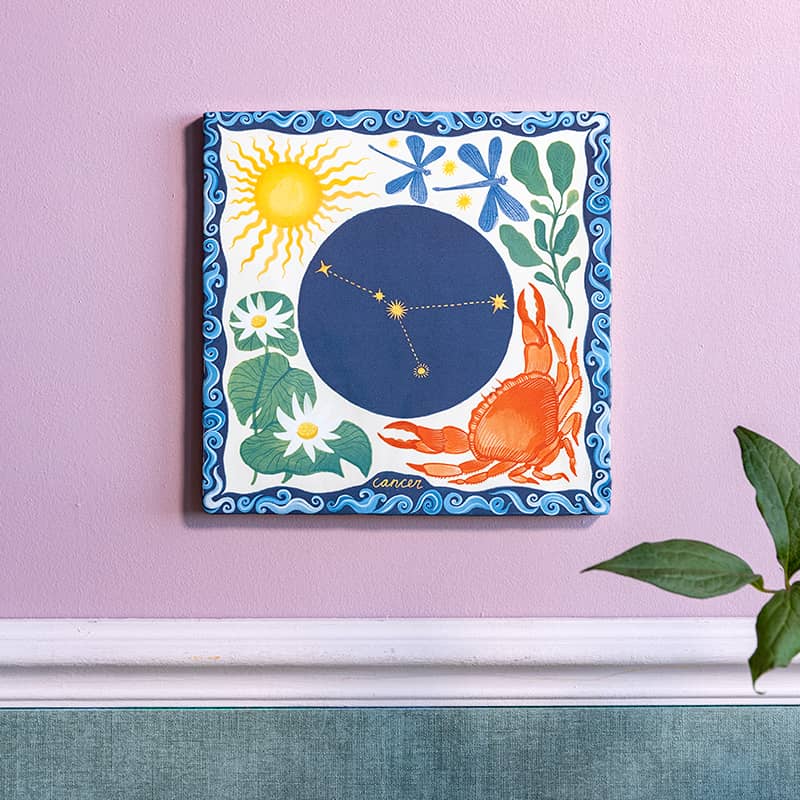 Storytiles Delft Blue Cancer Wandfliese S 10x10 cm Sternzeichen Krebs